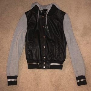 New Look faux leather varsity jacket